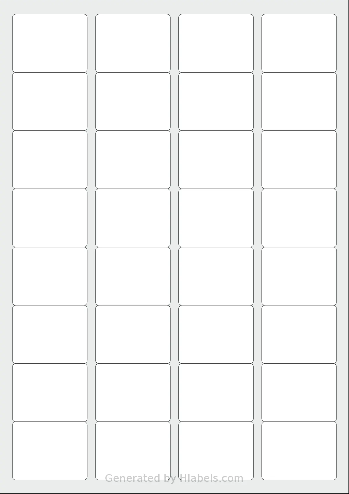 AALabels® AAU032 template with 32 rectangular 45 x 35 millimeter labels per sheet, on A4-size adhesive blank label sheets.