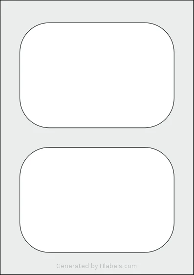 AALabels® AAV002 template with 2 rectangular 167 x 113.5 millimeter labels per sheet, on A4-size adhesive blank label sheets.