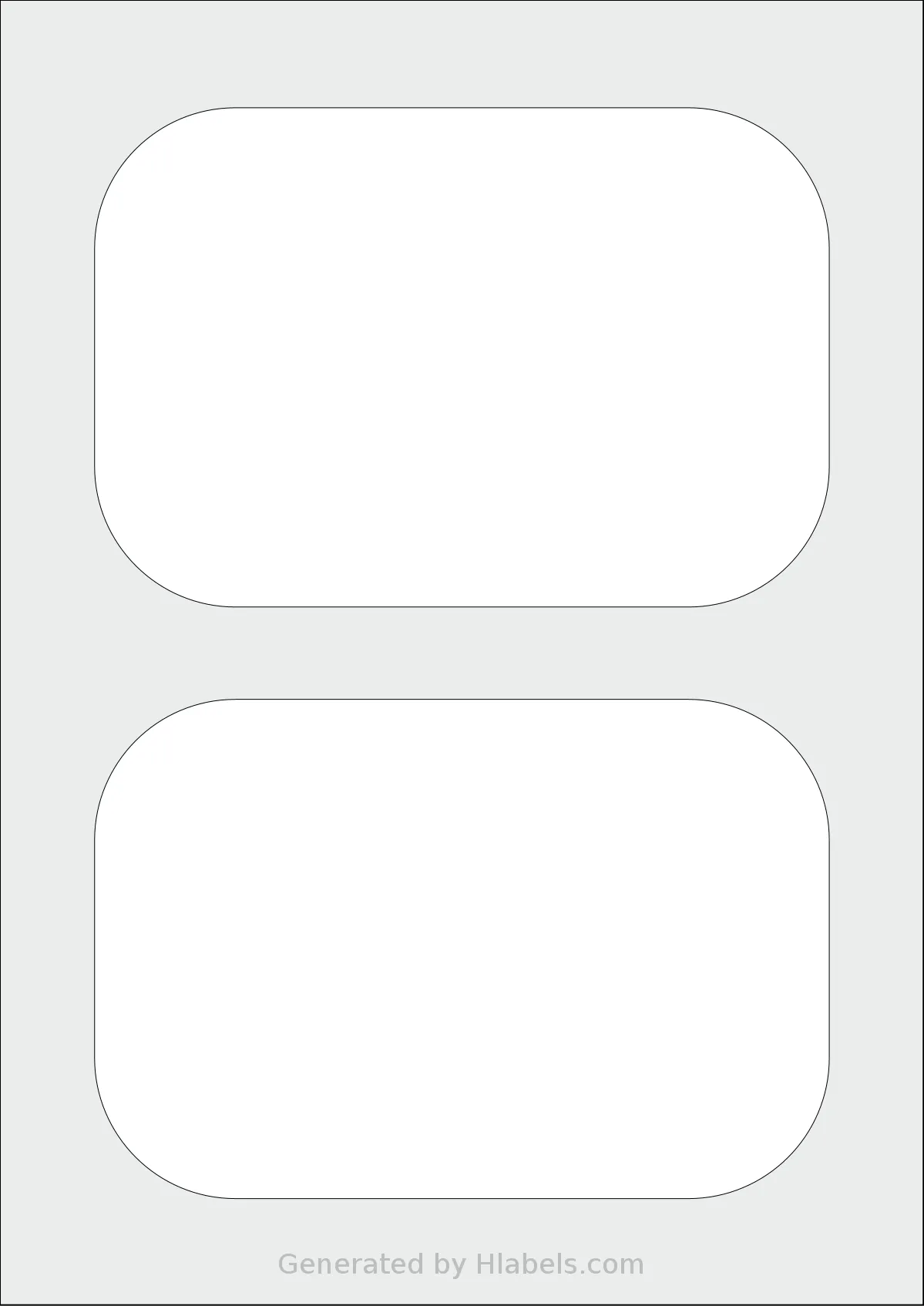 AALabels® AAV002 template with 2 rectangular 167 x 113.5 millimeter labels per sheet, on A4-size adhesive blank label sheets.