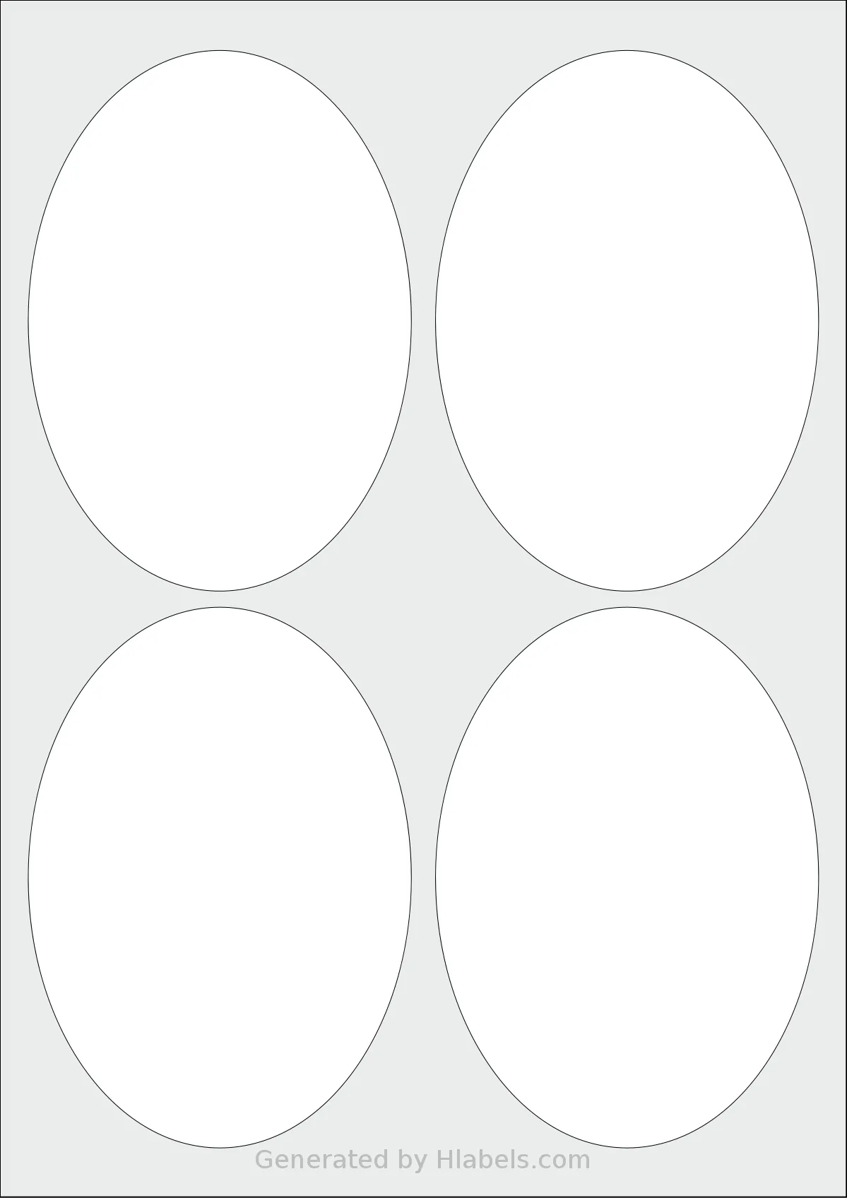 AALabels® AAV004 template with 4 oval 95 x 134 millimeter labels per sheet, on A4-size adhesive blank label sheets.