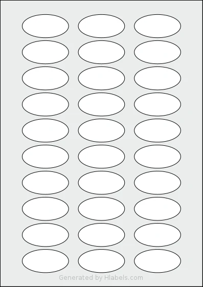 AALabels® AAV030 template with 30 oval 48 x 24 millimeter labels per sheet, on A4-size adhesive blank label sheets.