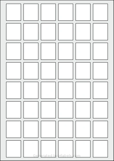 AALabels® AAVV48 template with 48 rectangular 27 x 31 millimeter labels per sheet, on A4-size adhesive blank label sheets.