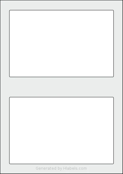 AALabels® AAW002 template with 2 rectangular 178 x 114 millimeter labels per sheet, on A4-size adhesive blank label sheets.
