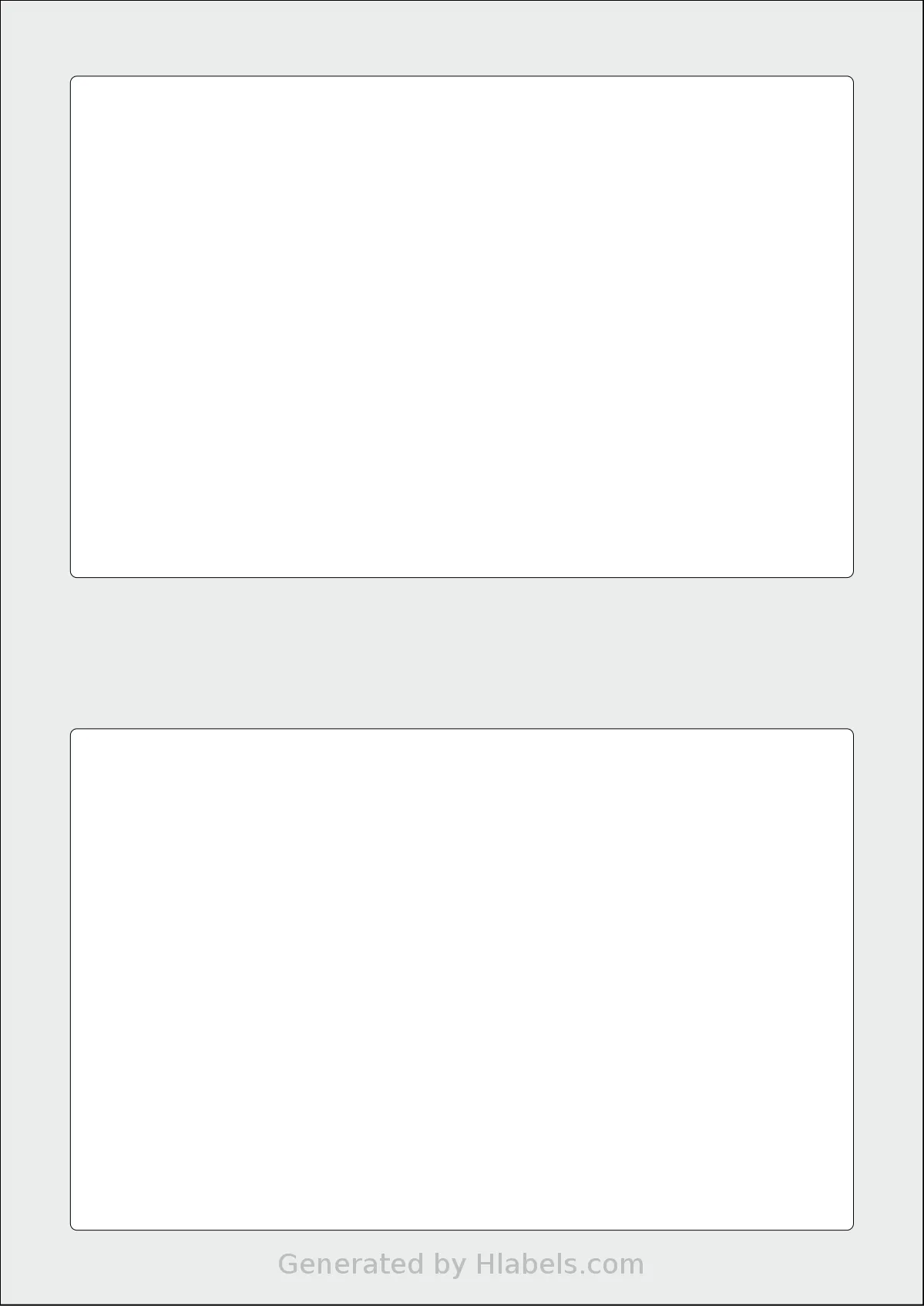 AALabels® AAW002 template with 2 rectangular 178 x 114 millimeter labels per sheet, on A4-size adhesive blank label sheets.
