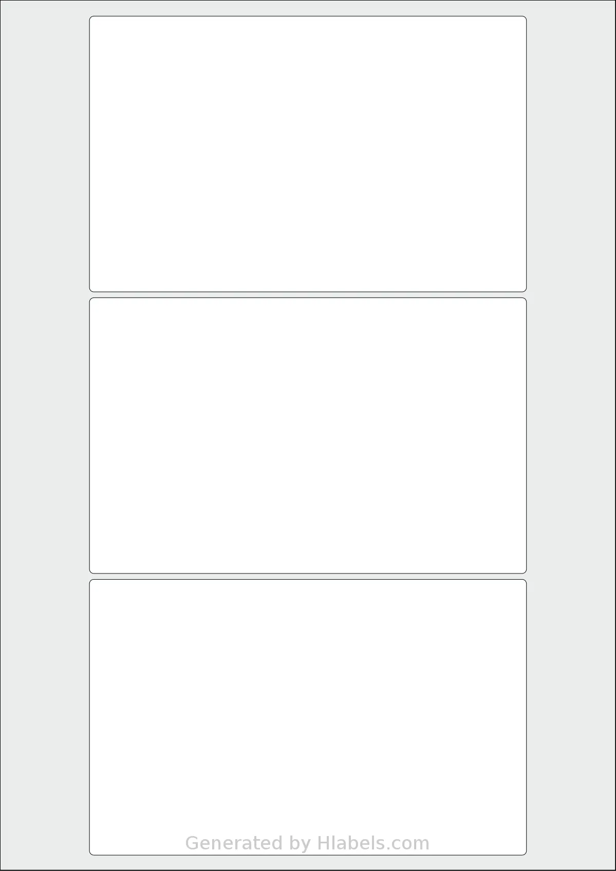 AALabels® AAW003 template with 3 rectangular 149 x 94 millimeter labels per sheet, on A4-size adhesive blank label sheets.