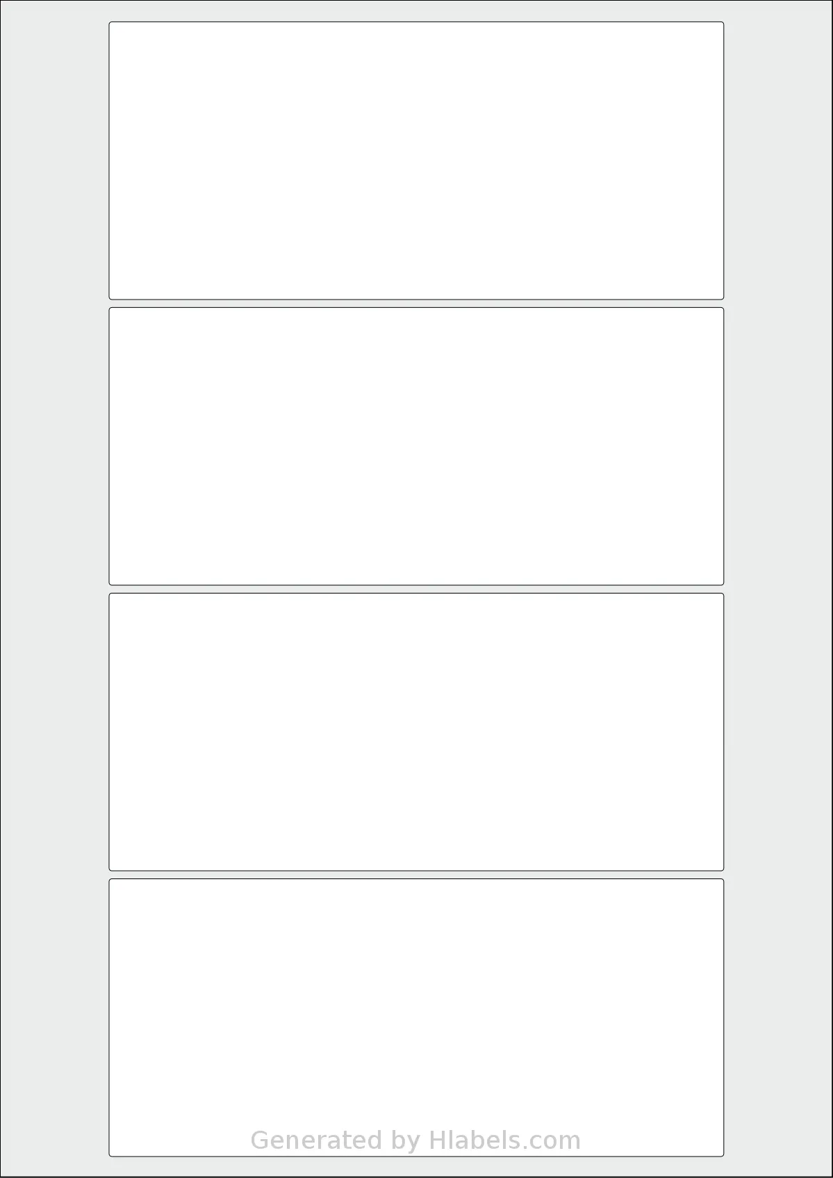 AALabels® AAW004 template with 4 rectangular 155 x 70 millimeter labels per sheet, on A4-size adhesive blank label sheets.