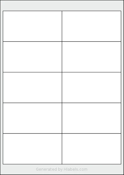 AALabels® AAW010 template with 10 rectangular 100 x 52 millimeter labels per sheet, on A4-size adhesive blank label sheets.