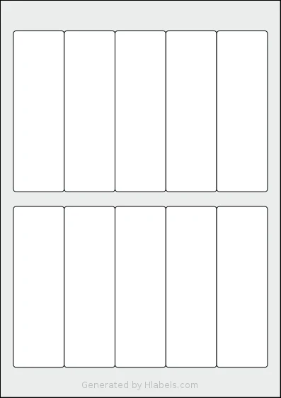AALabels® AAWW10 template with 10 rectangular 38 x 120 millimeter labels per sheet, on A4-size adhesive blank label sheets.