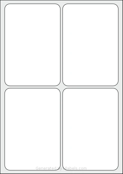 AALabels® AAX004 template with 4 rectangular 95 x 140 millimeter labels per sheet, on A4-size adhesive blank label sheets.