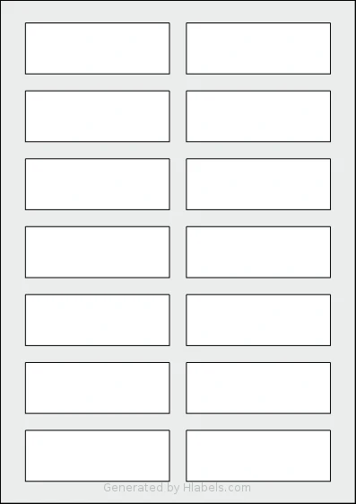 AALabels® AAX014 template with 14 rectangular 85 x 30 millimeter labels per sheet, on A4-size adhesive blank label sheets.