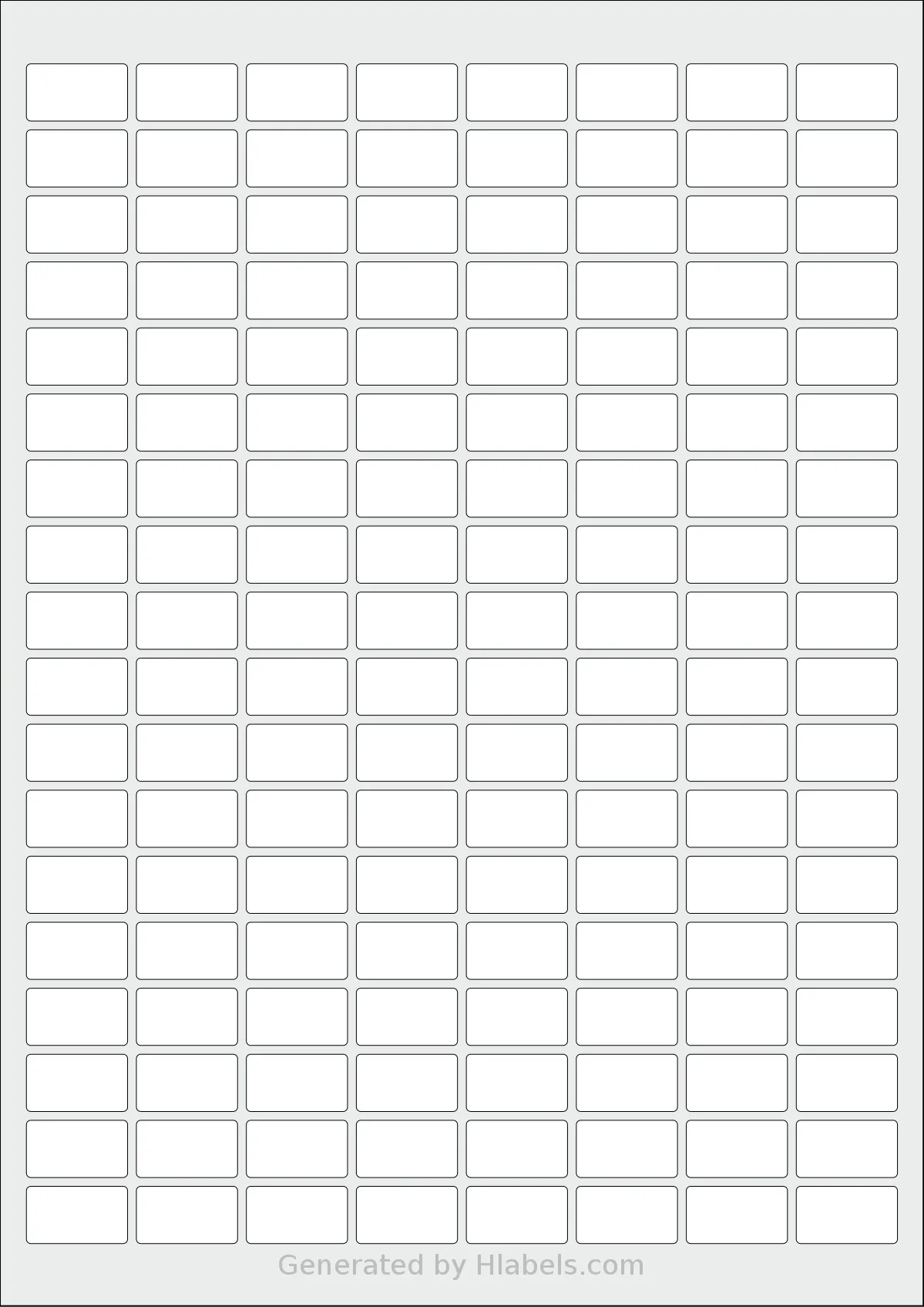 AALabels® AAX144 template with 144 rectangular 23 x 13 millimeter labels per sheet, on A4-size adhesive blank label sheets.