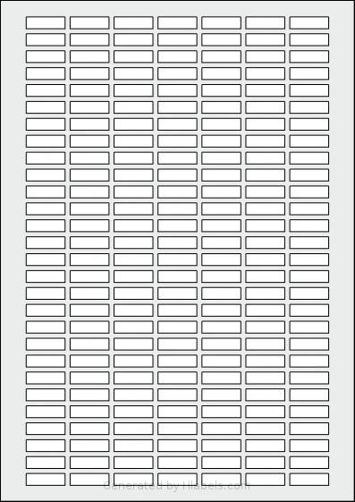 AALabels® AAX196 template with 196 rectangular 23 x 7 millimeter labels per sheet, on A4-size adhesive blank label sheets.