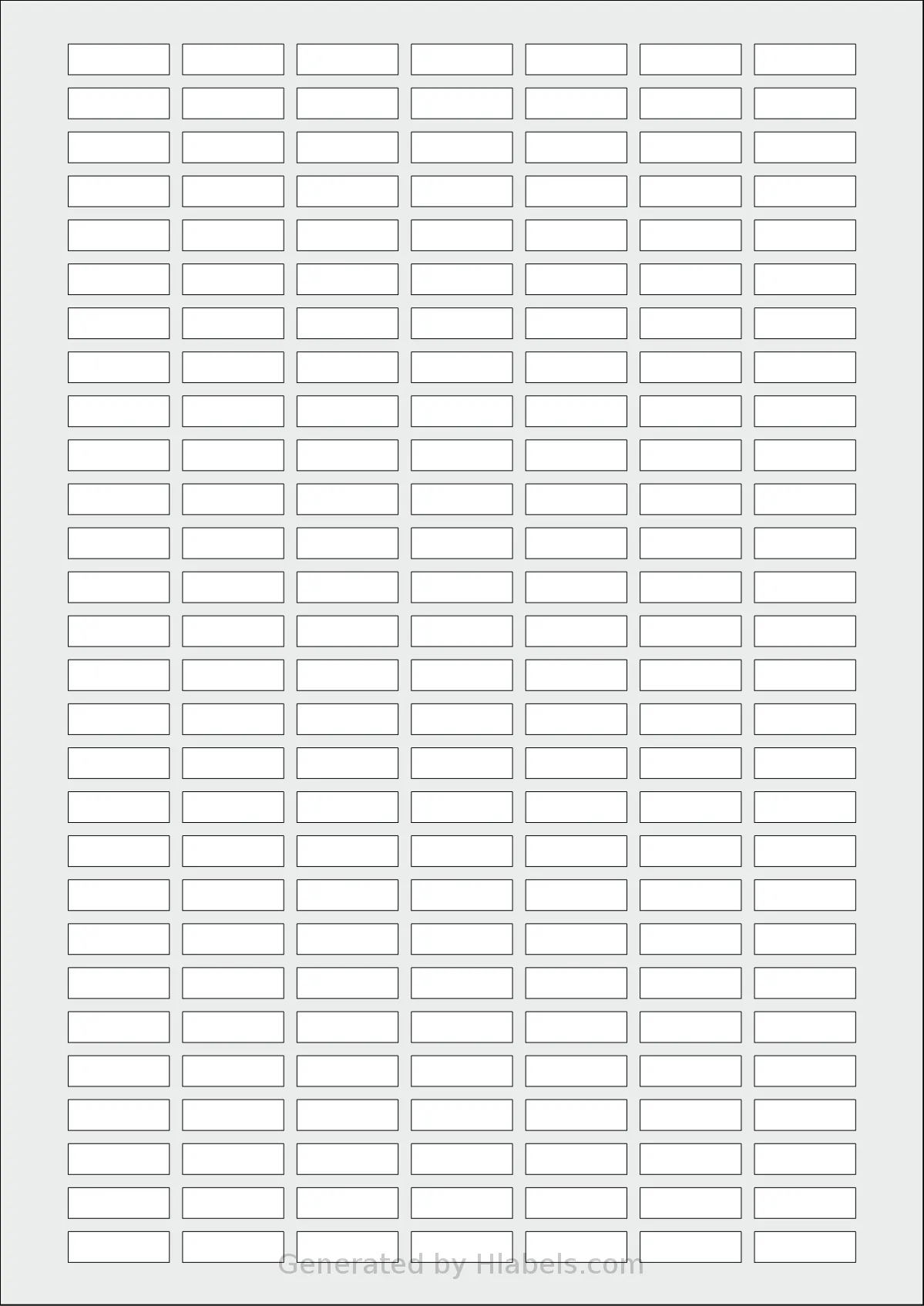 AALabels® AAX196 template with 196 rectangular 23 x 7 millimeter labels per sheet, on A4-size adhesive blank label sheets.