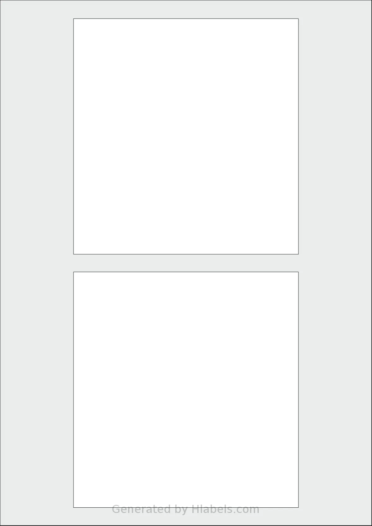 AALabels® AAXX02 template with 2 rectangular 127 x 133 millimeter labels per sheet, on A4-size adhesive blank label sheets.