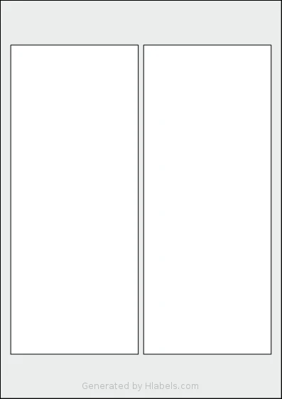 AALabels® AAY002 template with 2 rectangular 95 x 230 millimeter labels per sheet, on A4-size adhesive blank label sheets.