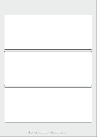 AALabels® AAY003 template with 3 rectangular 190 x 75 millimeter labels per sheet, on A4-size adhesive blank label sheets.