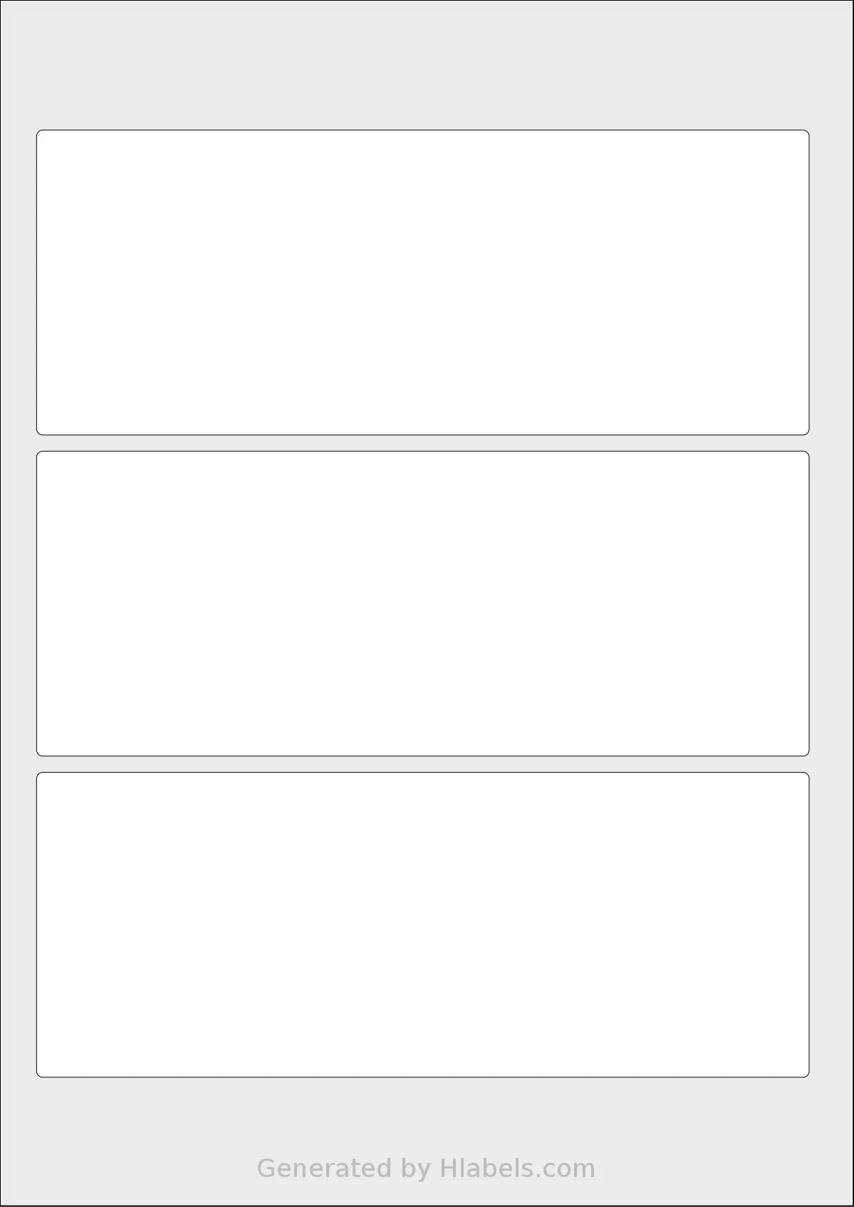 AALabels® AAY003 template with 3 rectangular 190 x 75 millimeter labels per sheet, on A4-size adhesive blank label sheets.