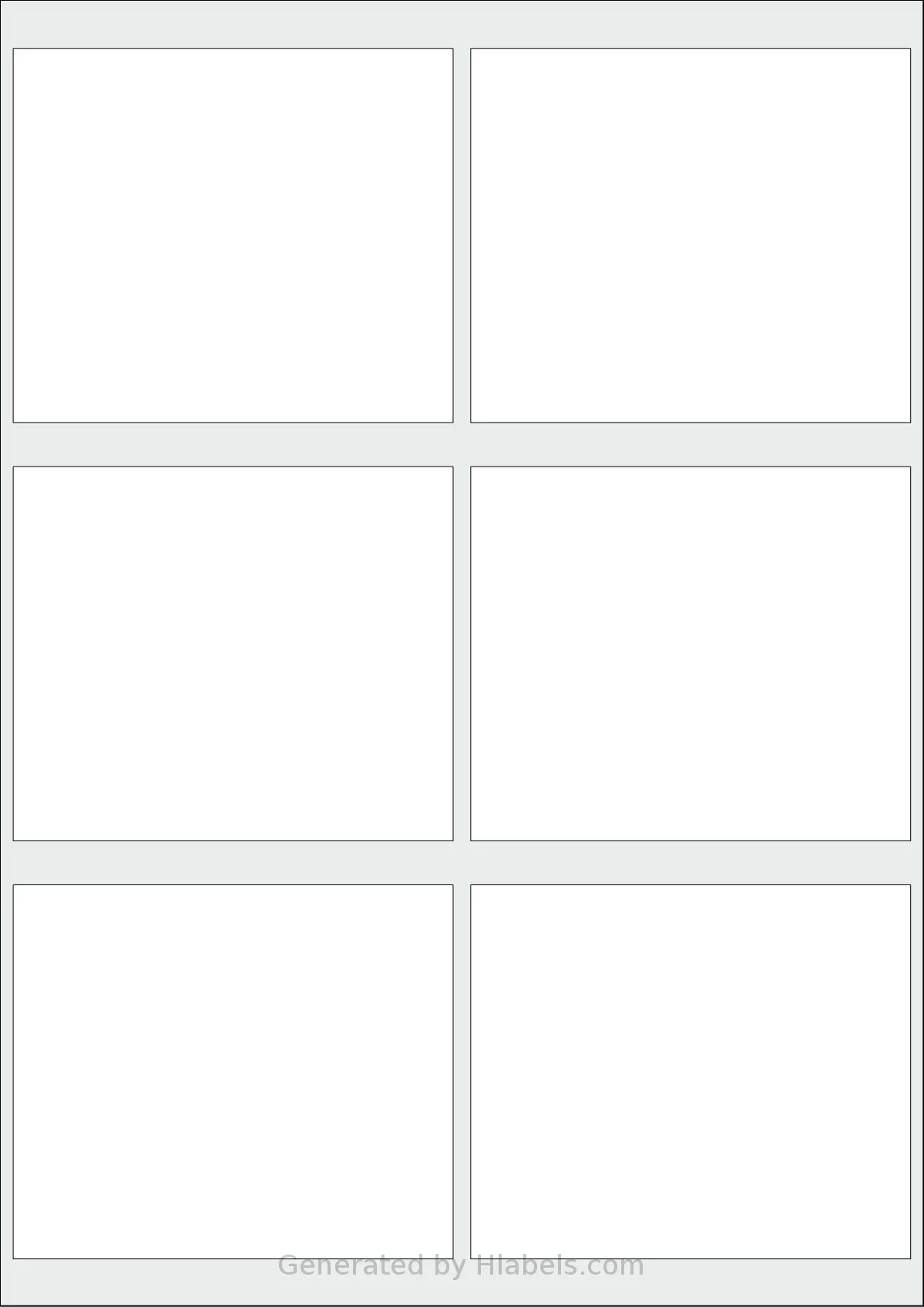 AALabels® AAY006 template with 6 rectangular 100 x 85 millimeter labels per sheet, on A4-size adhesive blank label sheets.