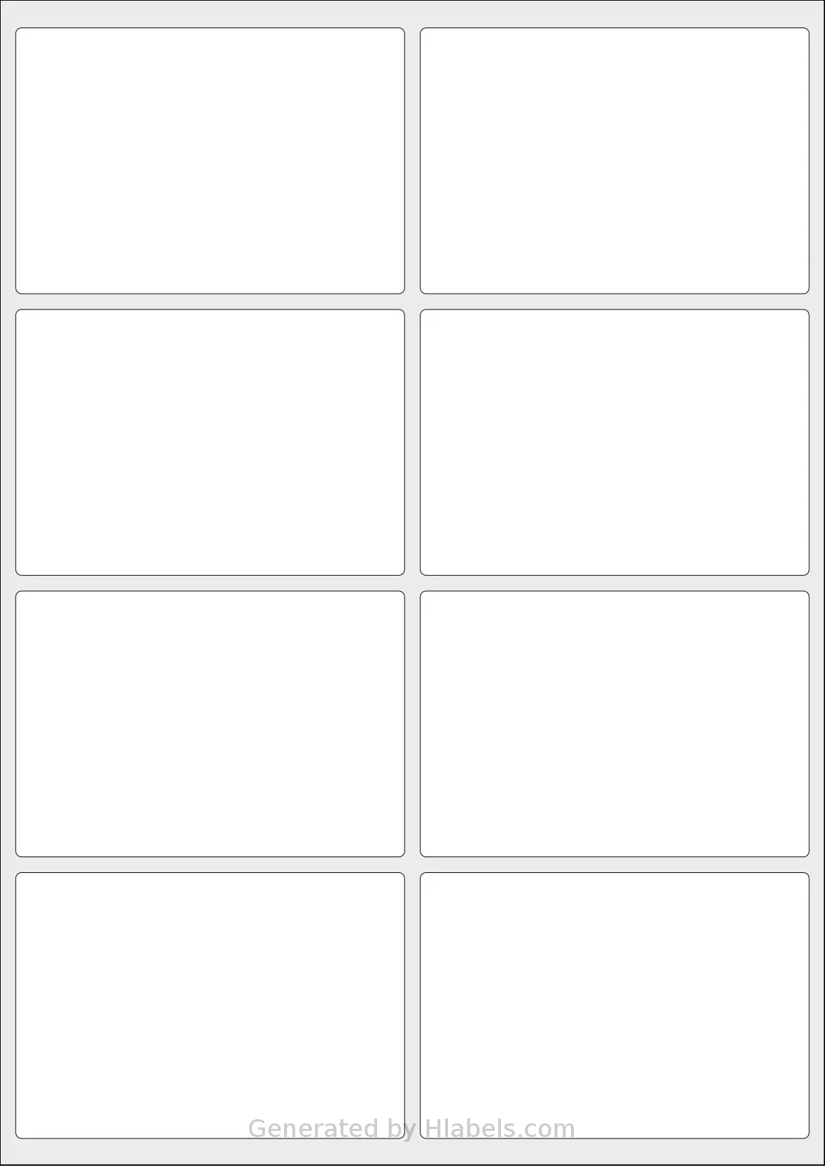 AALabels® AAY008 template with 8 rectangular 99 x 67.7 millimeter labels per sheet, on A4-size adhesive blank label sheets.