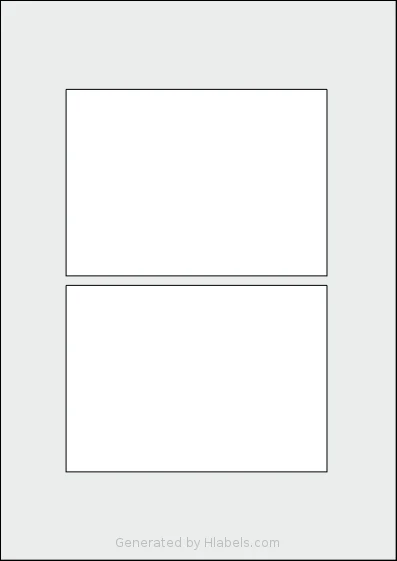 AALabels® AAYY02 template with 2 rectangular 138.06 x 98.7 millimeter labels per sheet, on A4-size adhesive blank label sheets.