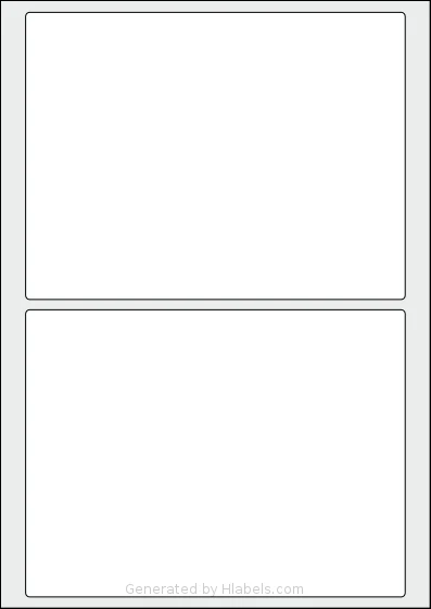 AALabels® AAZ002 template with 2 rectangular 185 x 140 millimeter labels per sheet, on A4-size adhesive blank label sheets.