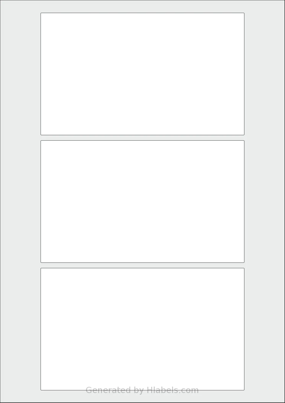 AALabels® AAZ003 template with 3 rectangular 150 x 90 millimeter labels per sheet, on A4-size adhesive blank label sheets.