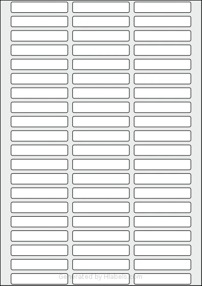 AALabels® AAZ060 template with 60 rectangular 59 x 11 millimeter labels per sheet, on A4-size adhesive blank label sheets.
