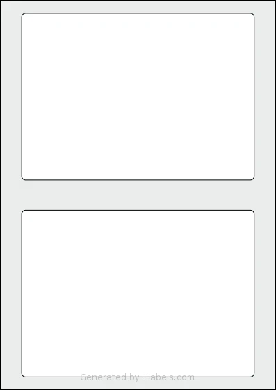 AALabels® AAZZ02 template with 2 rectangular 177 x 127 millimeter labels per sheet, on A4-size adhesive blank label sheets.
