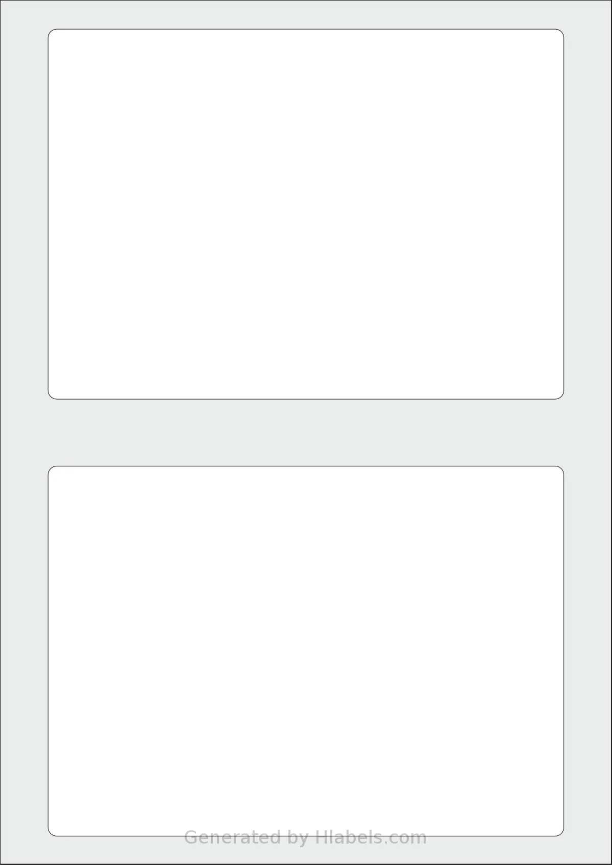 AALabels® AAZZ02 template with 2 rectangular 177 x 127 millimeter labels per sheet, on A4-size adhesive blank label sheets.