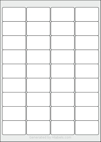 AALabels® S036 Template AALabels® S036 template with 36 rectangular 48.9 x 29.6 millimeter labels per sheet, on A4-size adhesive blank label sheets.