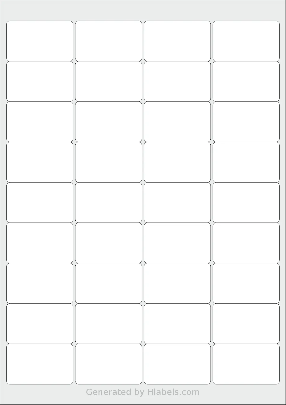 AALabels® S036 template with 36 rectangular 48.9 x 29.6 millimeter labels per sheet, on A4-size adhesive blank label sheets.