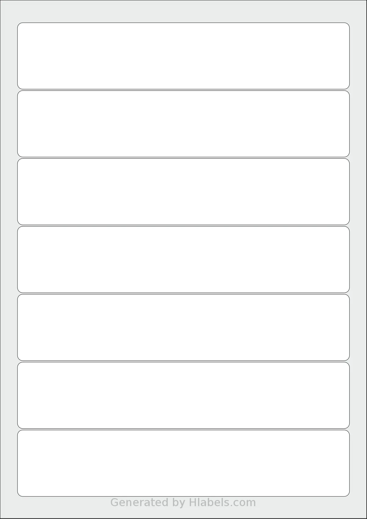 Apli® 01232 template with 7 rectangular 190 x 38 millimeter labels per sheet, on A4-size adhesive blank label sheets.