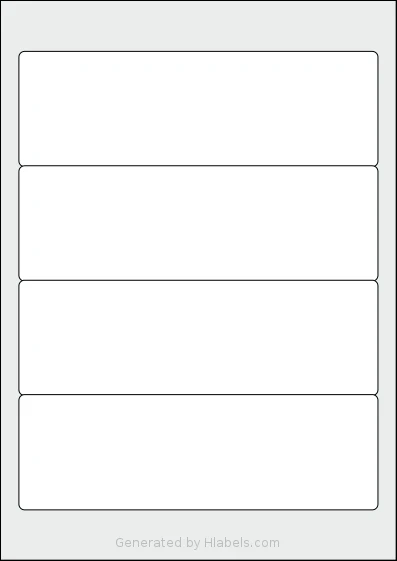 Apli® 01376 template with 4 rectangular 190 x 61 millimeter labels per sheet, on A4-size adhesive blank label sheets.