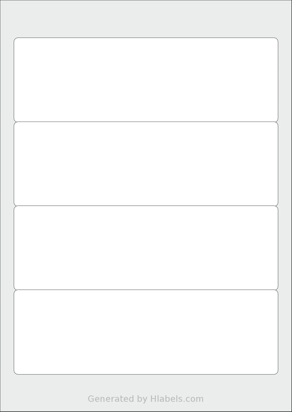 Apli® 01376 template with 4 rectangular 190 x 61 millimeter labels per sheet, on A4-size adhesive blank label sheets.