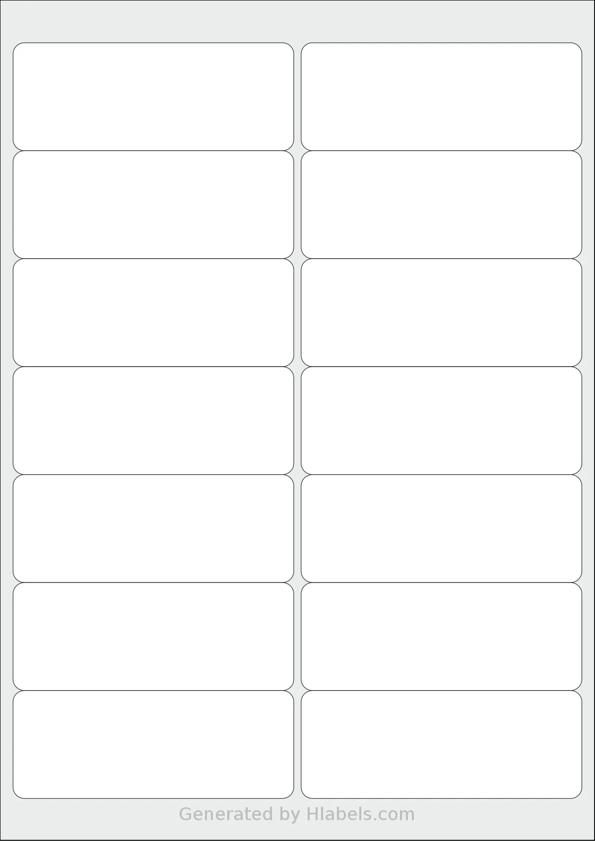 Apli® 01998 template with 14 rectangular 99.1 x 38.1 millimeter labels per sheet, on A4-size adhesive blank label sheets.