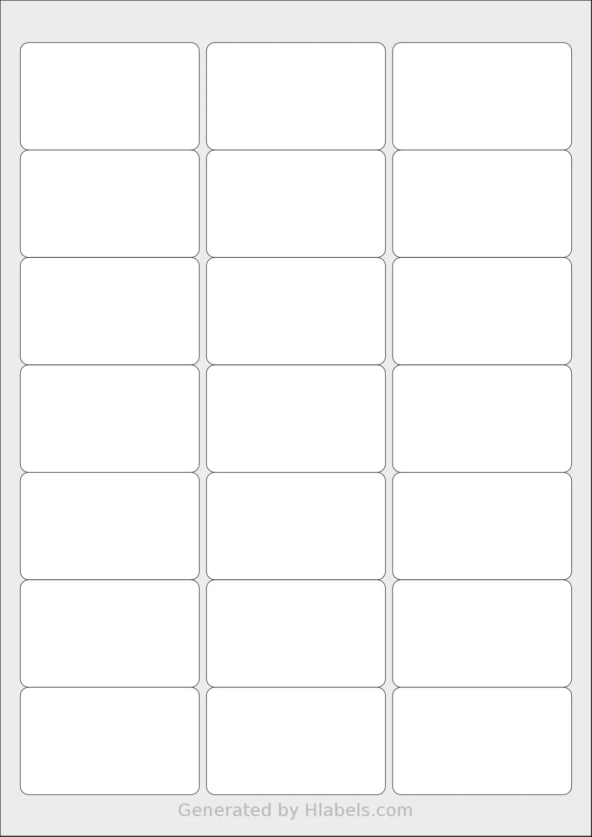 Apli® 02414 template with 21 rectangular 63.5 x 38.1 millimeter labels per sheet, on A4-size adhesive blank label sheets.