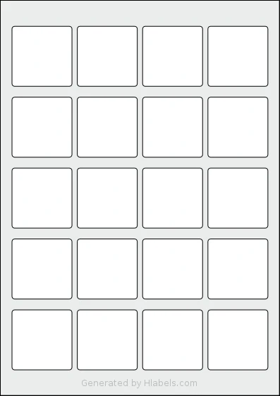 Apli® 12847 Template Apli® 12847 template with 20 square 45 x 45 millimeter labels per sheet, on A4-size adhesive blank label sheets.