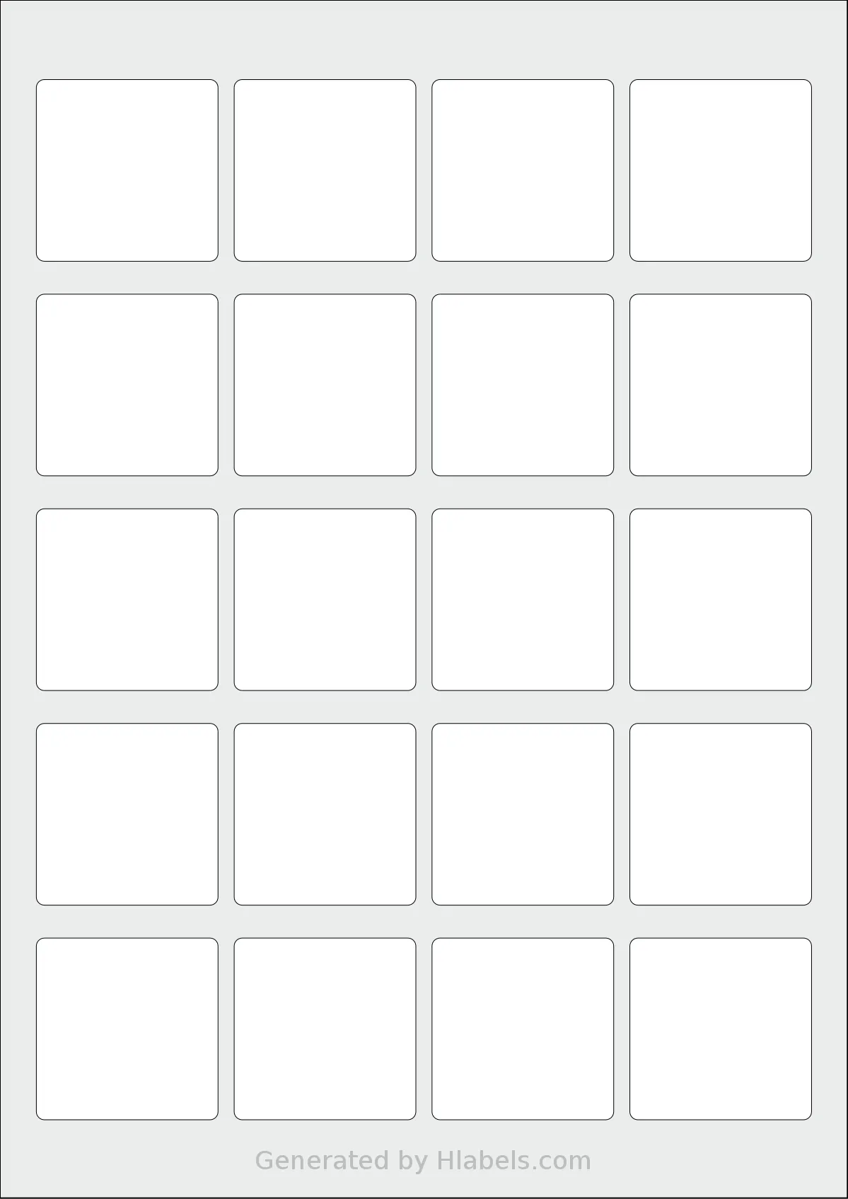 Apli® 12847 template with 20 square 45 x 45 millimeter labels per sheet, on A4-size adhesive blank label sheets.
