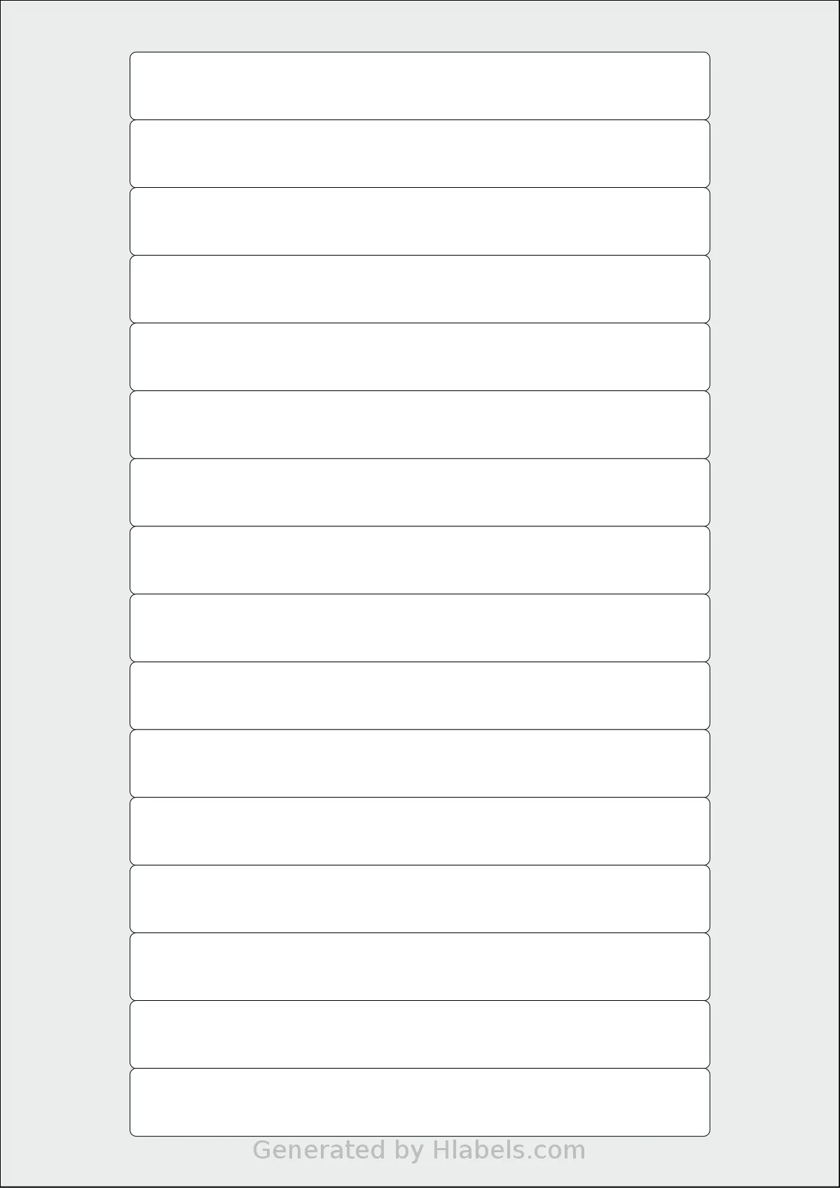 Avery® 145x17-R template with 16 rectangular 145 x 17 millimeter labels per sheet, on A4-size adhesive blank label sheets.