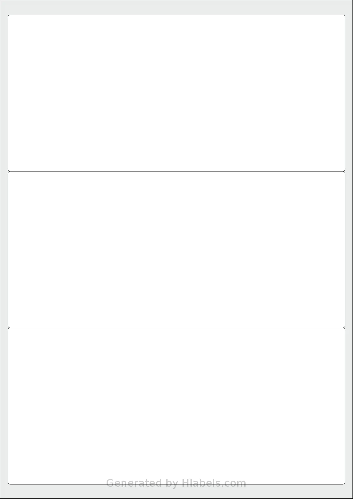 Avery® 200x93-R template with 3 rectangular 200.7 x 93.1 millimeter labels per sheet, on A4-size adhesive blank label sheets.