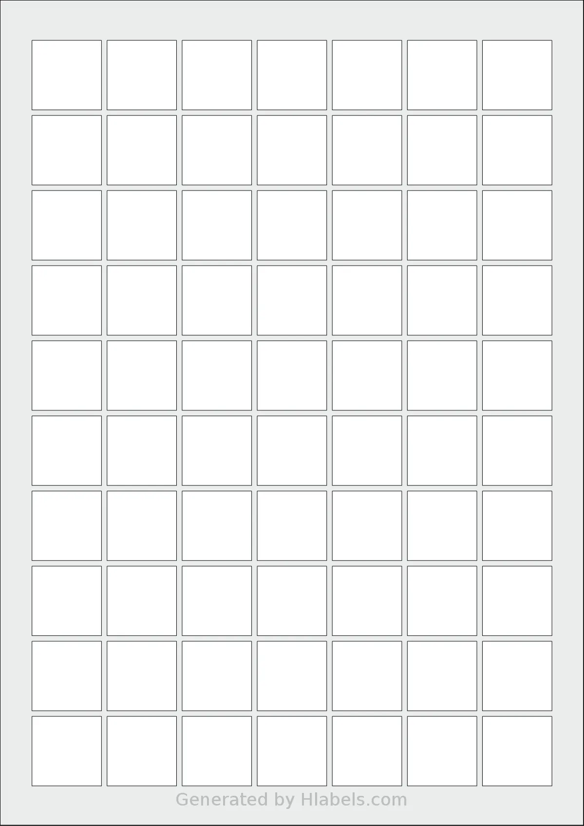 Avery® 2525 template with 70 square 25 x 25 millimeter labels per sheet, on A4-size adhesive blank label sheets.