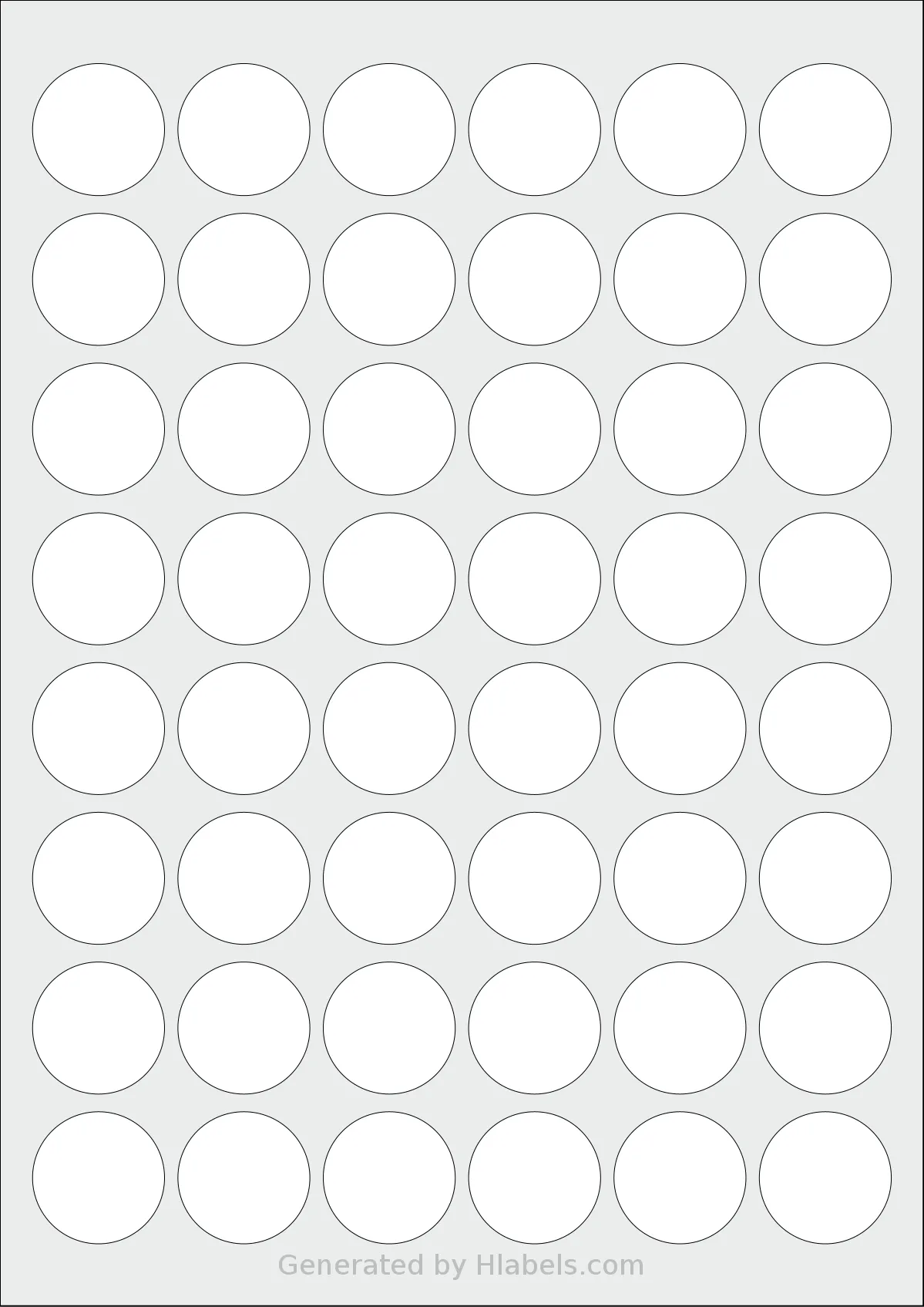 Avery® 30-RND template with 48 circle labels per sheet, each 30 millimeter in diameter, on A4-size adhesive blank label sheets.