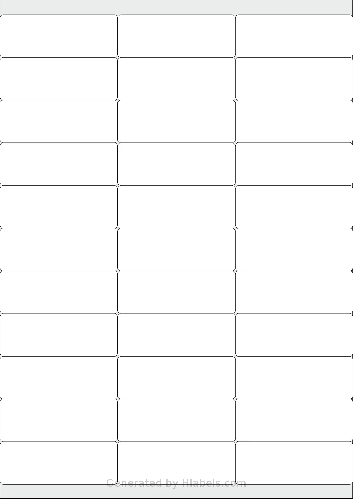 Avery® 3421 template with 33 rectangular 70 x 25.4 millimeter labels per sheet, on A4-size adhesive blank label sheets.