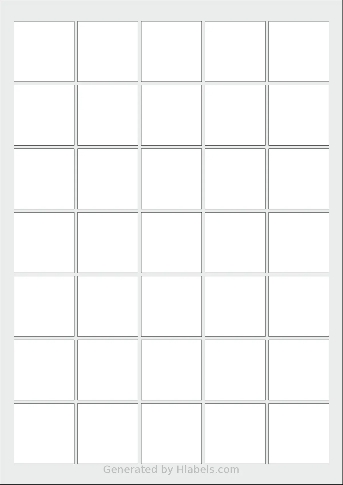 Avery® 3737 template with 35 square 37 x 37 millimeter labels per sheet, on A4-size adhesive blank label sheets.