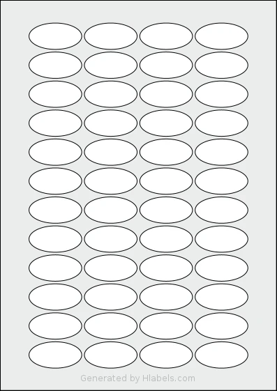 Avery® 4020 template with 48 oval 40 x 20 millimeter labels per sheet, on A4-size adhesive blank label sheets.