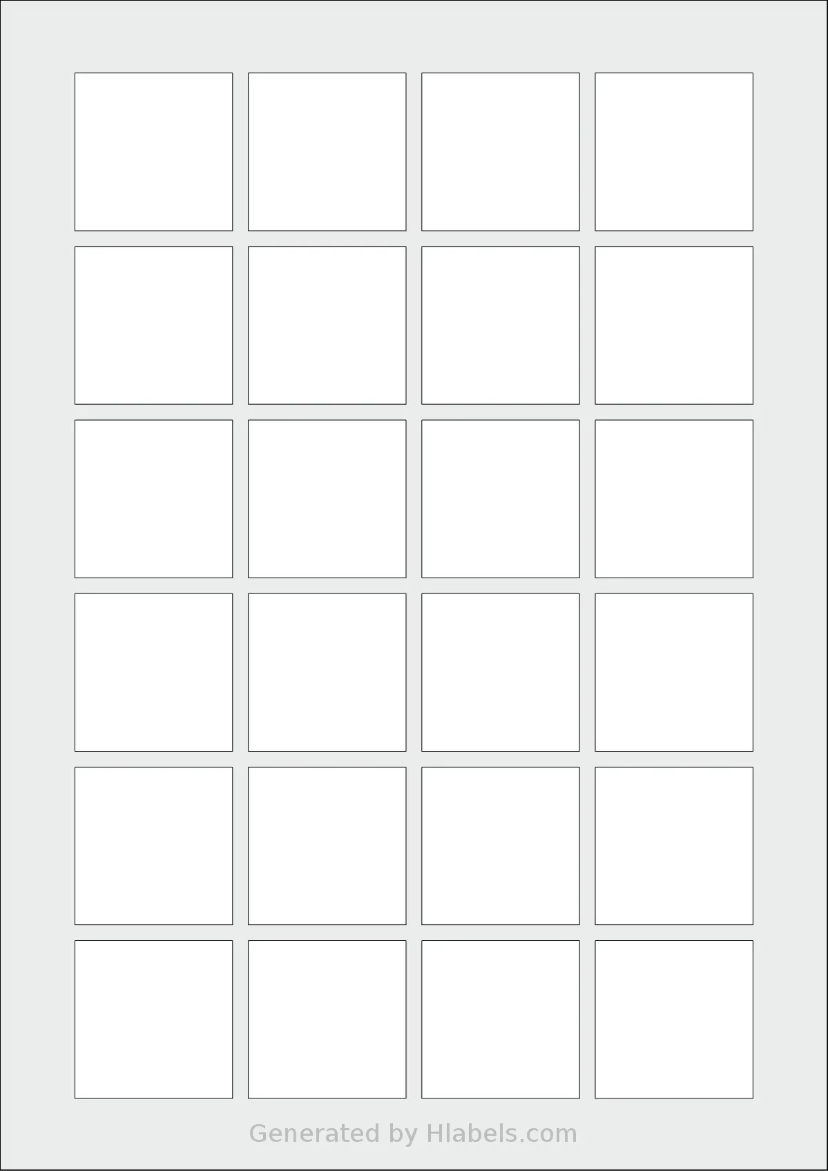 Avery® 4040 template with 24 square 40 x 40 millimeter labels per sheet, on A4-size adhesive blank label sheets.