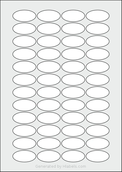 Avery® 40x20-O template with 48 oval 40 x 20 millimeter labels per sheet, on A4-size adhesive blank label sheets.