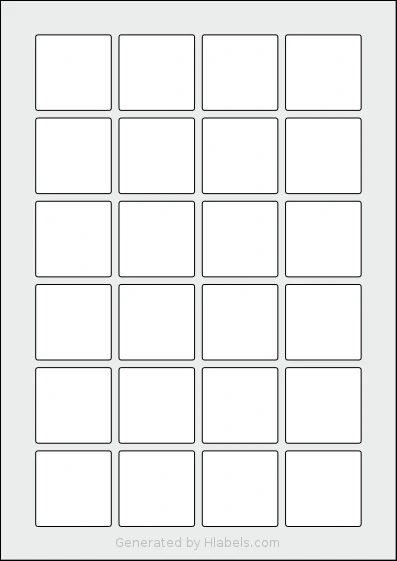 Avery® 40x40-S template with 24 square 40 x 40 millimeter labels per sheet, on A4-size adhesive blank label sheets.