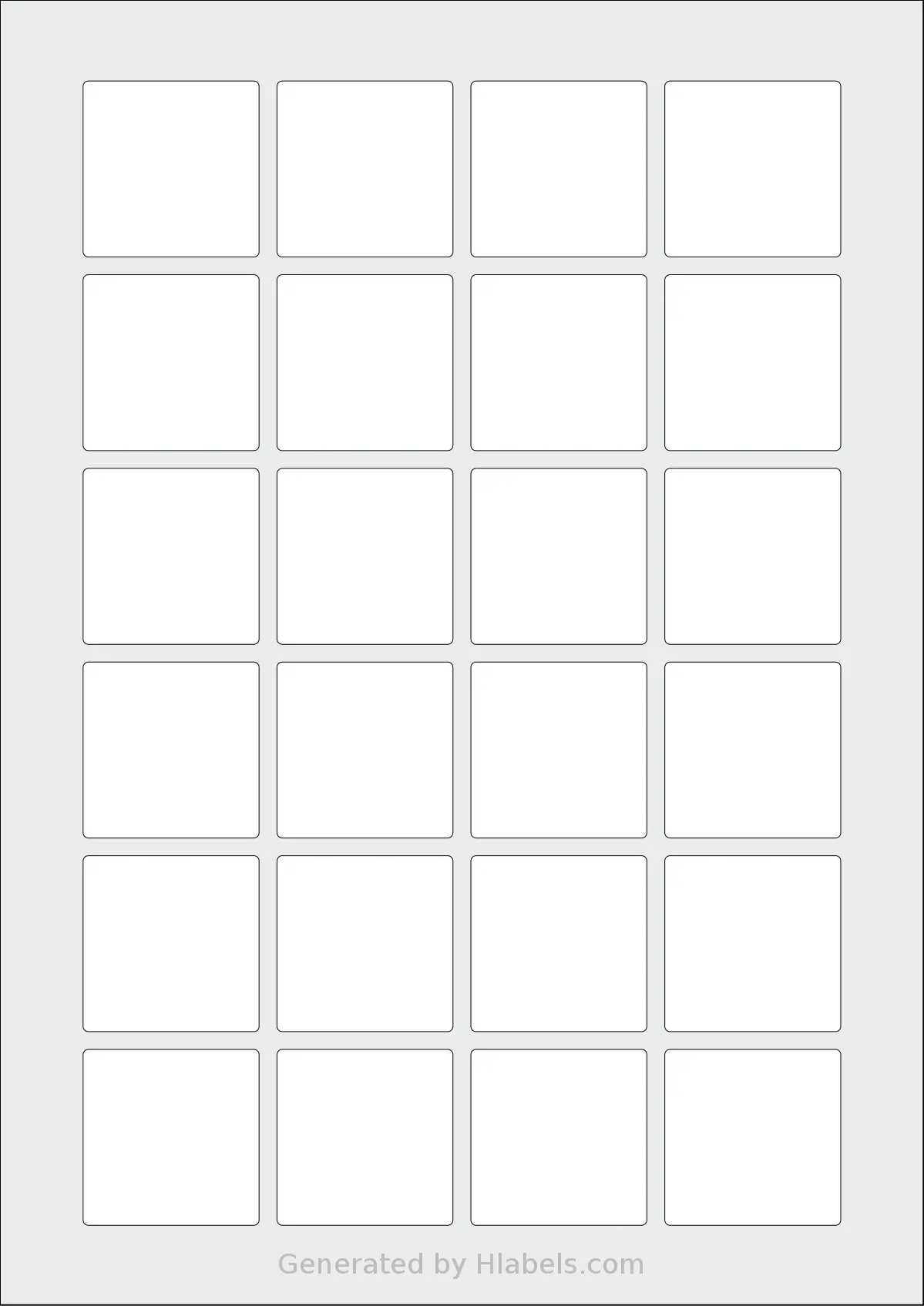 Avery® 40x40-S template with 24 square 40 x 40 millimeter labels per sheet, on A4-size adhesive blank label sheets.