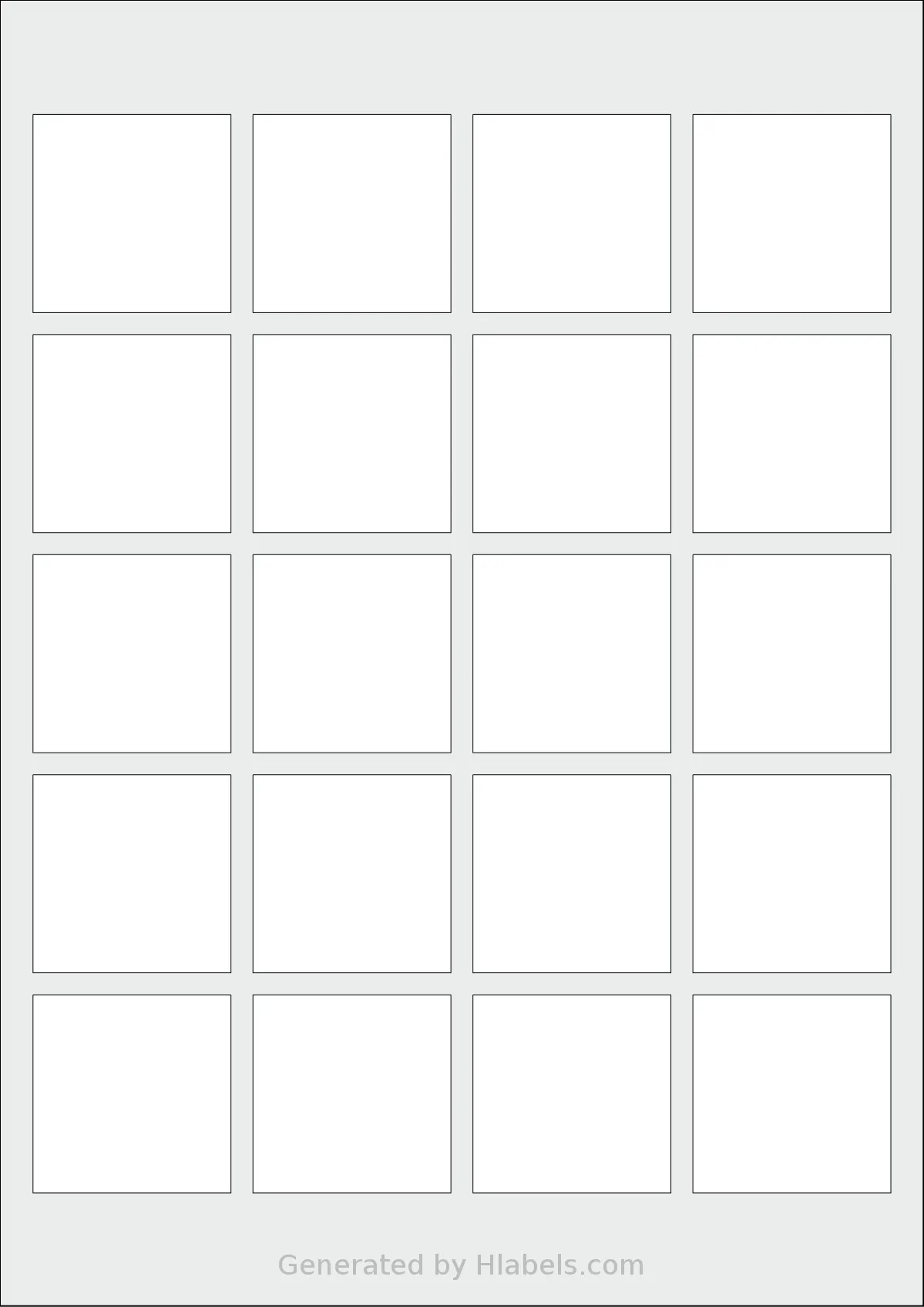 Avery® 4545 template with 20 square 45 x 45 millimeter labels per sheet, on A4-size adhesive blank label sheets.